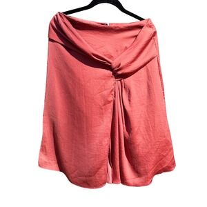 State of Being Rust Terracotta Twist Front Faux Wrap Midi Skirt Womens Size M